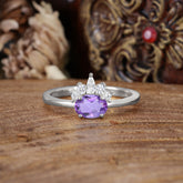 1 Carat Oval Cut Amethyst Anniversary Ring Puppy Paw Unique Ring